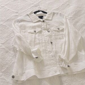 Jones NewYork Linen Button-Front Jacket - White